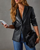 Cabernet Mood Faux Leather Single Button Blazer