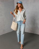 Polished Lines Striped Knit Cardigan