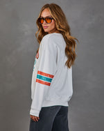 Miami Dolphins Striped Sleeve Graphic Sweatshirt