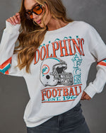 Miami Dolphins Striped Sleeve Graphic Sweatshirt