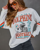Miami Dolphins Striped Sleeve Graphic Sweatshirt