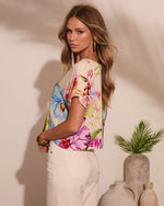 Tropic Theory Abstract Floral Print Top