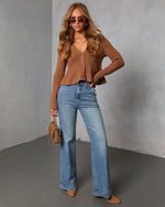 Camel % Stewart Peplum Button Front Sweater-6