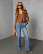 Camel % Stewart Peplum Button Front Sweater-2