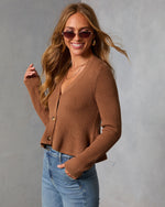 Camel % Stewart Peplum Button Front Sweater-3
