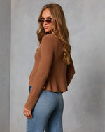 Camel % Stewart Peplum Button Front Sweater-4