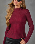 Society Social Knit Mock Neck Peplum Top