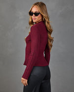 Society Social Knit Mock Neck Peplum Top