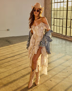 Sunset Drifter Ruffle Paisley Print Maxi Dress