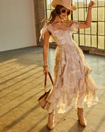 Sunset Drifter Ruffle Paisley Print Maxi Dress