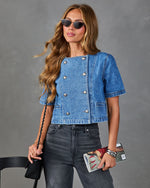 New Season Denim Double Breasted Top