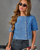 New Season Denim Double Breasted Top