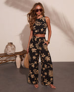 Black Multi % Summit Socialite Abstract Pants-5