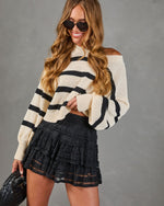 Black % Kissed Honey Tiered Ruffle Lace Mini Skirt-5