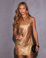 Imelia Metallic Mock Halter Neck Mini Dress