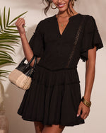 Black % Honey Meadow Cotton Ruffle Knit Mini Dress-5