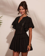 Black % Honey Meadow Cotton Ruffle Knit Mini Dress-3