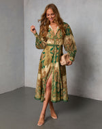 Olandra Printed Waist Tie Maxi Dress