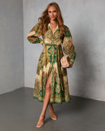 Olandra Printed Waist Tie Maxi Dress