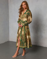 Olandra Printed Waist Tie Maxi Dress