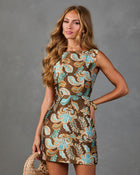 Lianna Satin Paisley Mini Dress