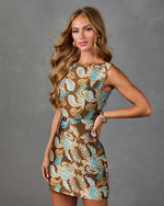 Lianna Satin Paisley Mini Dress