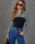 Tomar Plaid Knit Vest Twofer Blouse