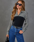 Tomar Plaid Knit Vest Twofer Blouse