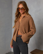 Mocha % Timeless Collared Button Down Sweater-3