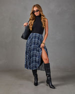 Suzanne Pleated Plaid Midi Skirt