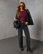 Burgundy % Lets Go Out Seamless Bodysuit-2