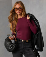 Burgundy % Lets Go Out Seamless Bodysuit-5