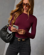 Burgundy % Lets Go Out Seamless Bodysuit-1