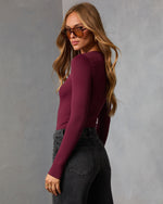 Burgundy % Lets Go Out Seamless Bodysuit-4