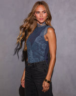 Blue % Blush Hour Lace Bodysuit-3