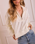 White Dawn Knit Quarter Zip Sweater