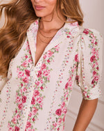 Rose Bound Floral High Neck Short Sleeve Top