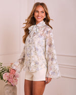 Rosewater Meadow Floral Button Down Top