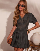 Welsey Denim Bubble Hem Mini Dress