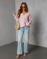 Pink Stripe % Sicilie Striped Knit Cardigan-2