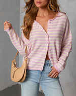 Pink Stripe % Sicilie Striped Knit Cardigan-1