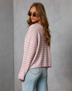 Pink Stripe % Sicilie Striped Knit Cardigan-4