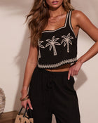 Cabana Coast Embroidered Palm Crop Top