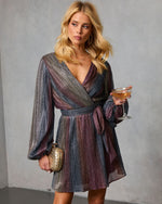 Ameina Wrap Lurex Mini Dress