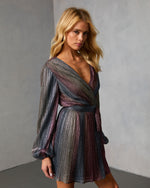 Ameina Wrap Lurex Mini Dress