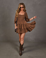 Autumn Afterglow Tiered Mini Dress