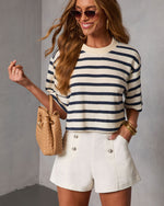 White % Heritage Hues High Rise Sailor Denim Shorts-6