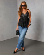 Lush Reign Pleated Chiffon Tank Top