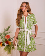 Street Icon Paisley Waist Tie Mini Shirt Dress