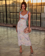 Lavender Floral % Forbidden Love Floral Print Mesh Maxi Dress-5